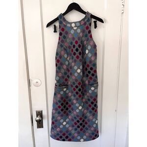 Womens eShakti Grey Polka dot Tweed Wool Dress Sleeveless Size M/8